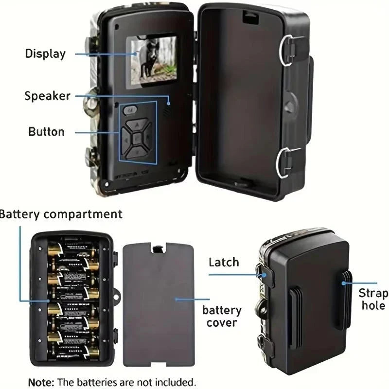 Trail Camera 16MP 1080P No-Glow Infrared Night Vision