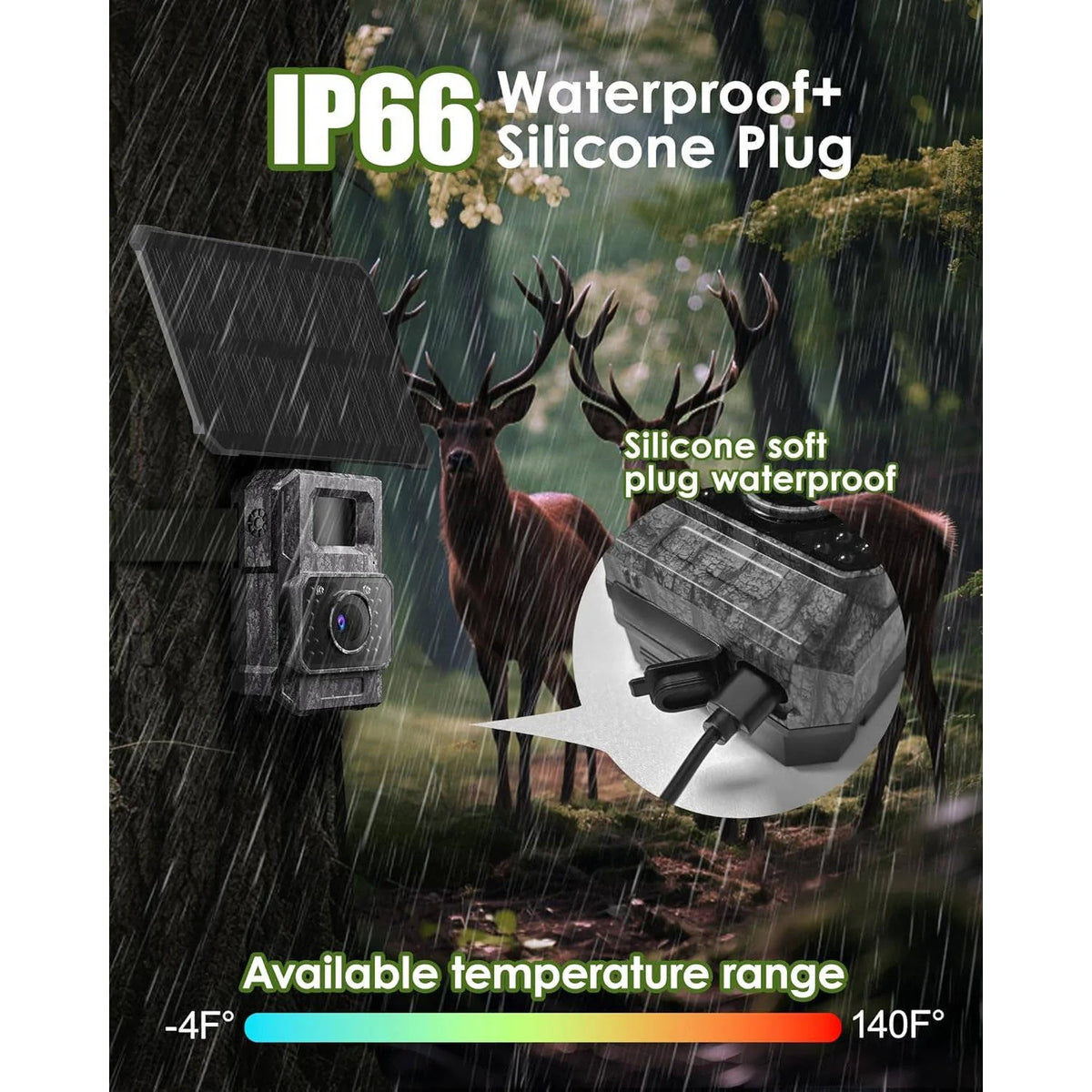 Trail Camera Solar-Powered 4K Ultra HD 64MP Night Vision
