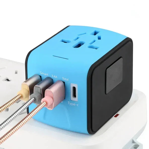 Travel Adapter Universal 4 USB Ports Surge Protection
