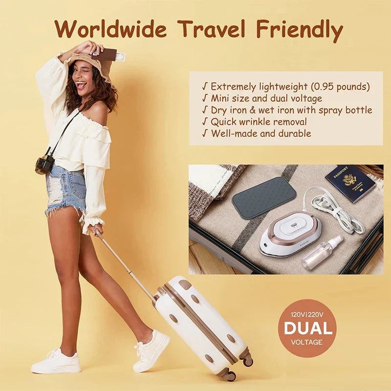 Travel Iron Rapid Heating Foldable Handle Dry & Wet Modes