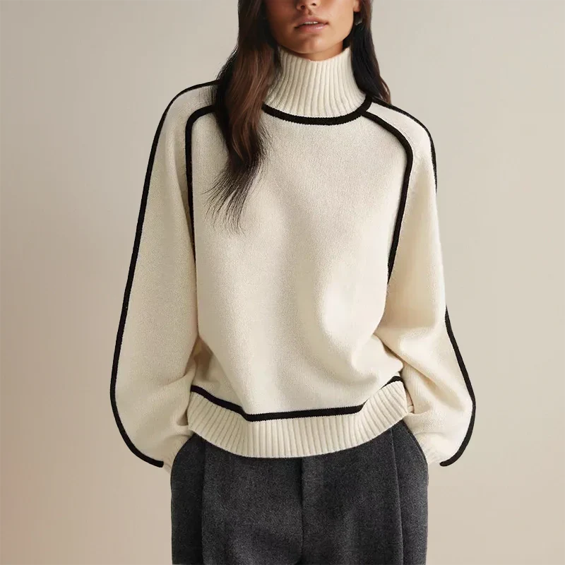 Turtleneck Sweater Oversized High Collar Soft Breathable Blend