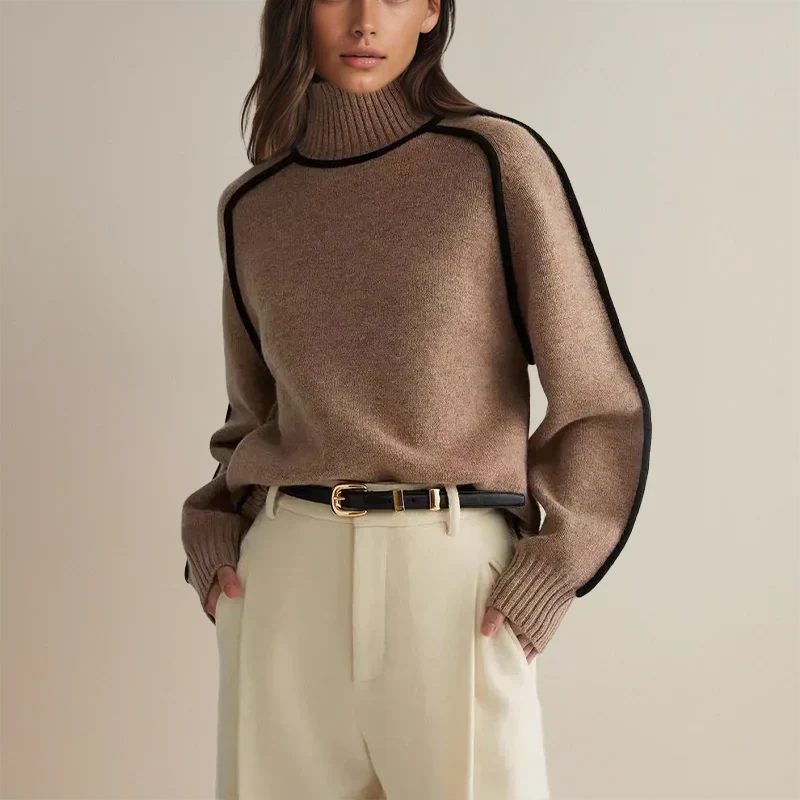 Turtleneck Sweater Oversized High Collar Soft Breathable Blend