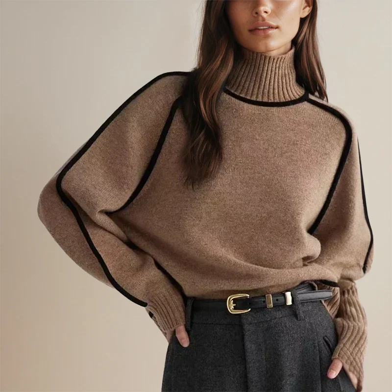 Turtleneck Sweater Oversized High Collar Soft Breathable Blend