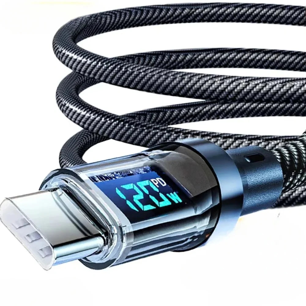 USB-C Charging Cable 120W Fast Charging Real-Time Power Display