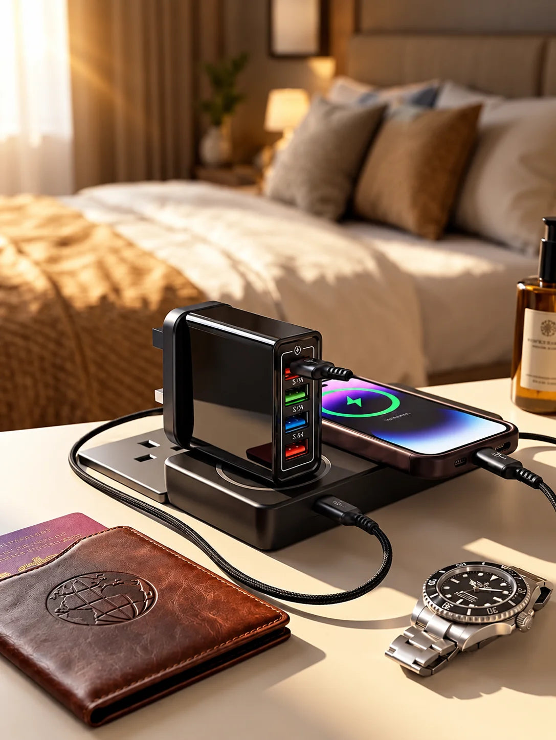 USB Travel Charger 4 USB-A Ports Quick Charge 3.0