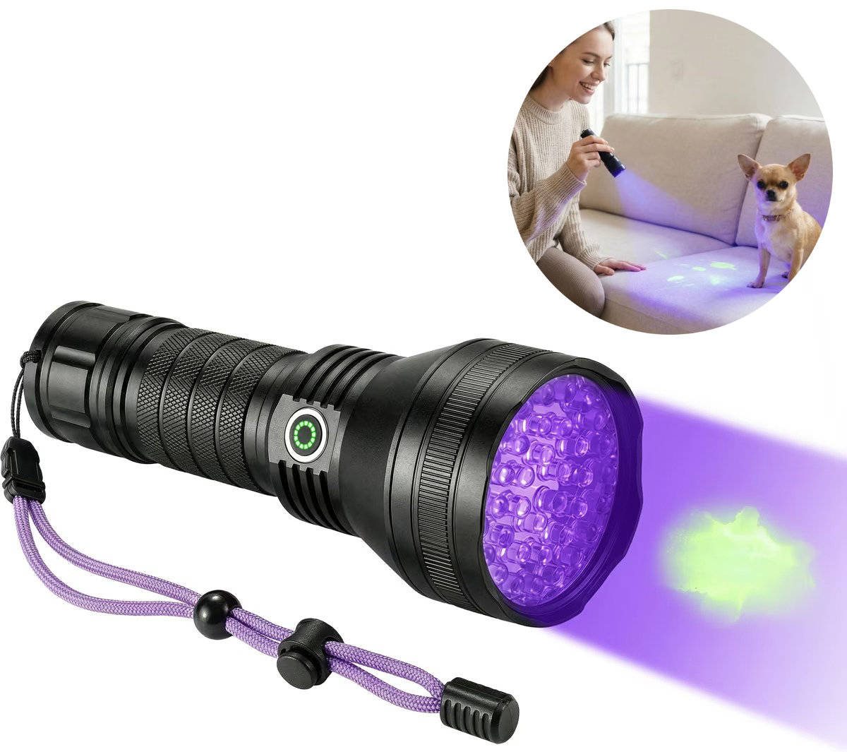 UV Flashlight 51 LED Rechargeable Pet Stain Detector