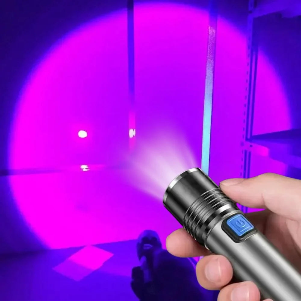 UV Flashlight Stain Detection Adjustable Zoom Rechargeable