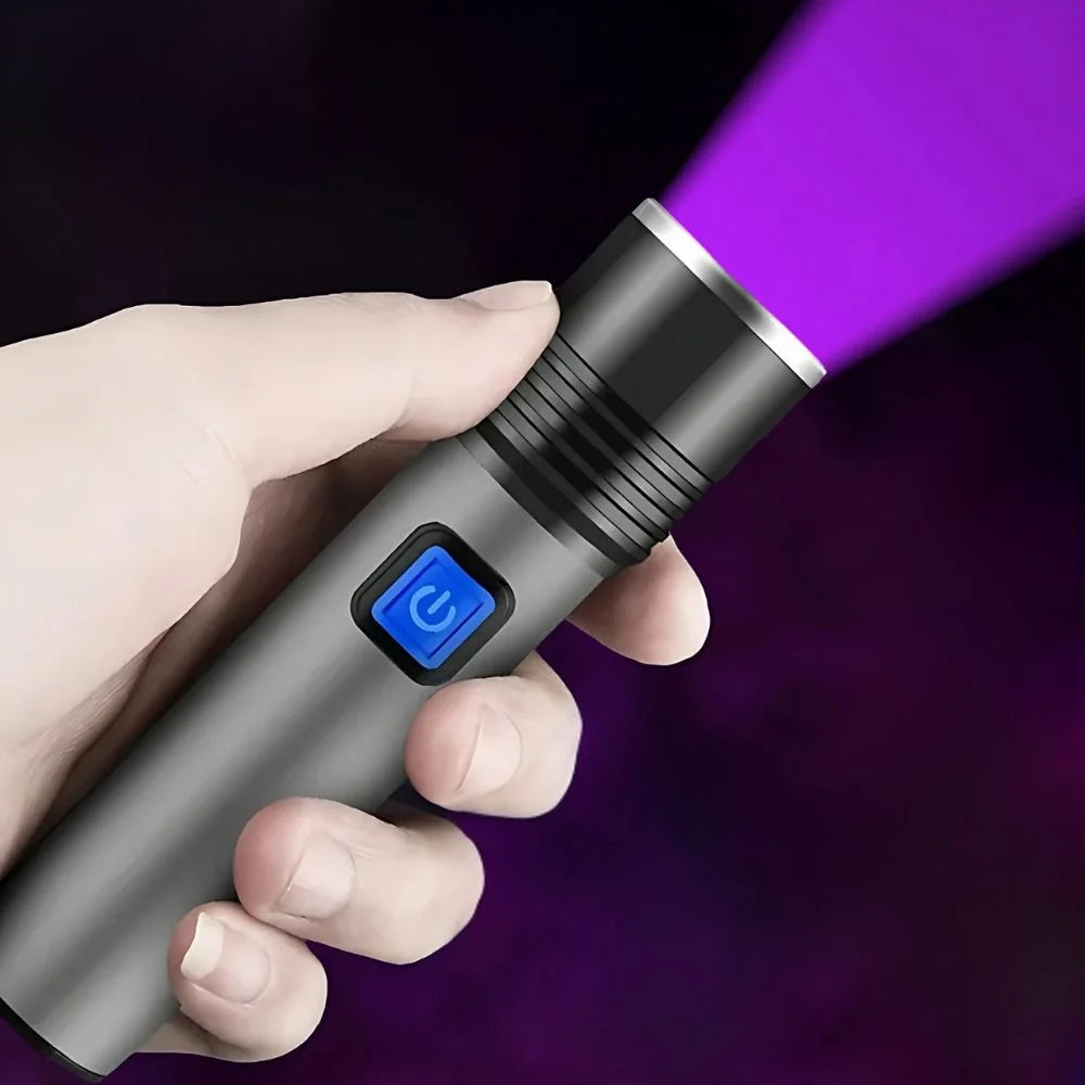 UV Flashlight Stain Detection Adjustable Zoom Rechargeable