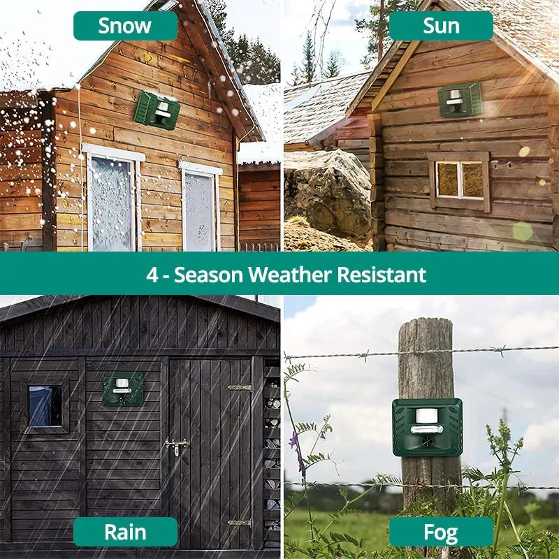 Ultrasonic Animal Repeller Motion-Activated Solar-Powered 70 Foot Range
