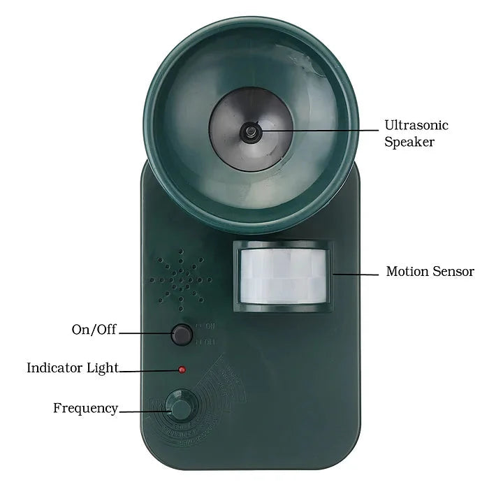 Ultrasonic Pest Repeller Motion-Activated Adjustable Frequency