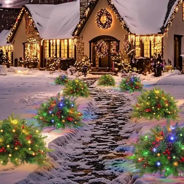 Urn Filler Evergreen Branches Warm White LEDs Timer