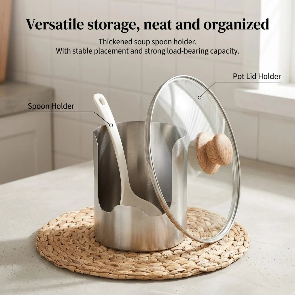 Utensil Rest Holder Stainless Steel Space-Saving Vertical Design