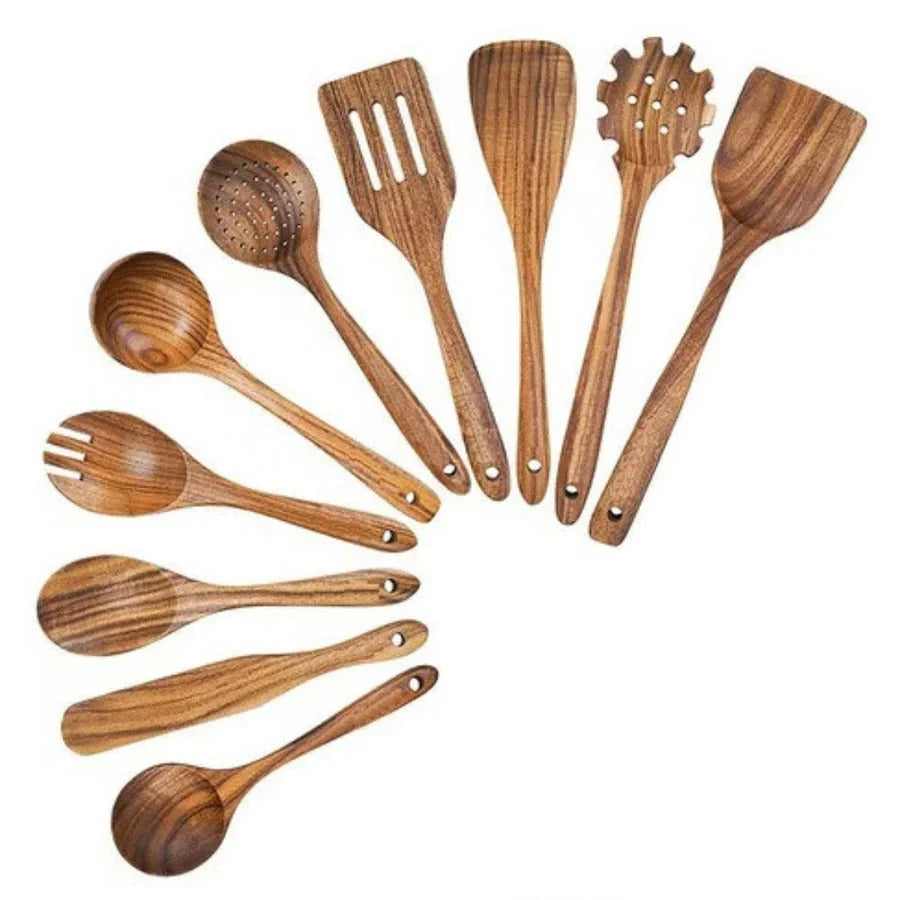 Utensil Set Teak Wood Pan-Safe Five Or Seven Pieces