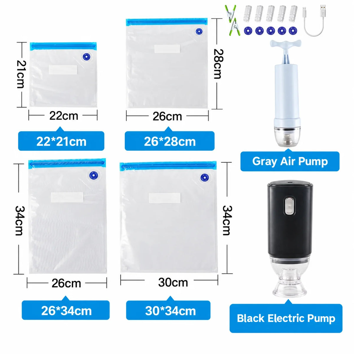 Vacuum Sealer Bags Hand Pump Set of 15