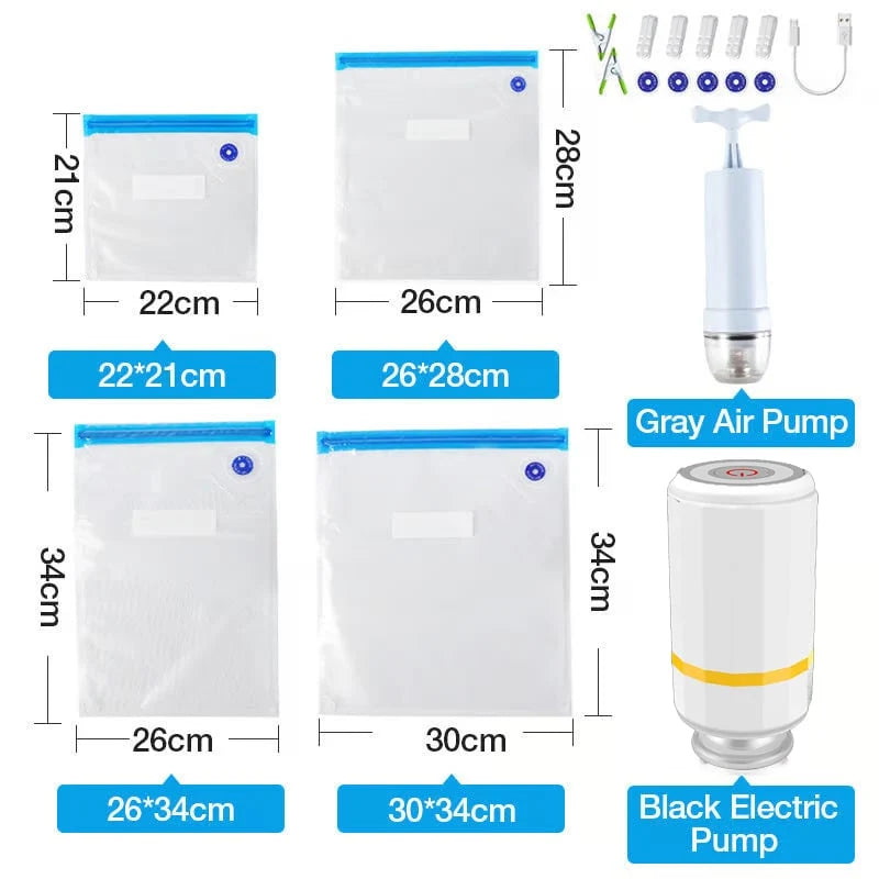 Vacuum Sealer Kit Pump & Reusable Bags 40-Piece