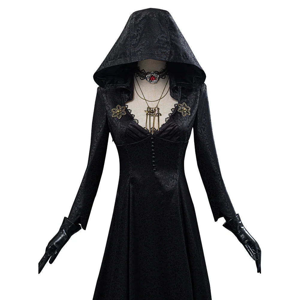 Vampire Cosplay Costume Jacquard Coat & Satin Dress