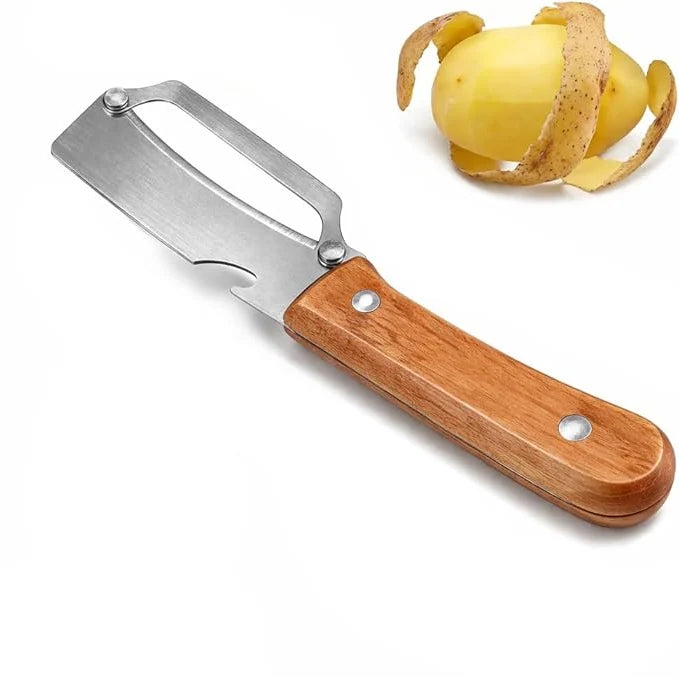 Vegetable Peeler Wide Blade & Julienne Edge Wooden Handle
