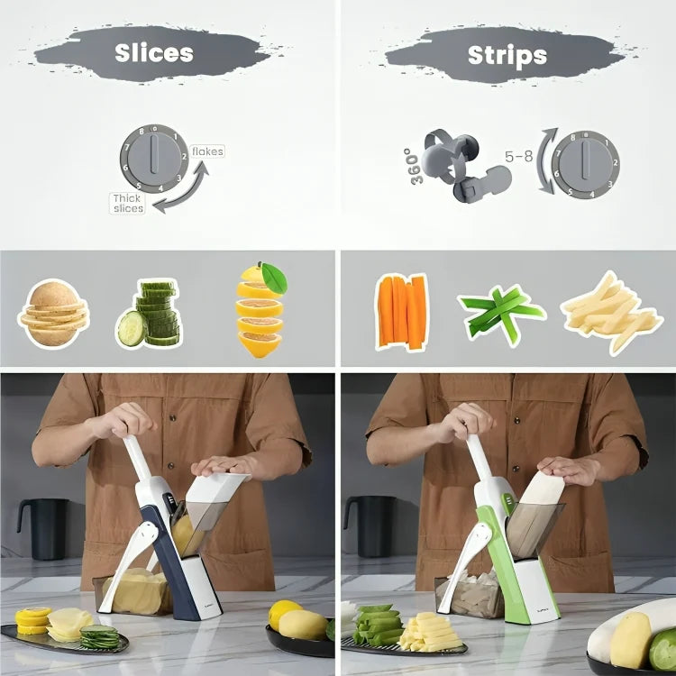 Vegetable Slicer Hand-Press Built-In Container