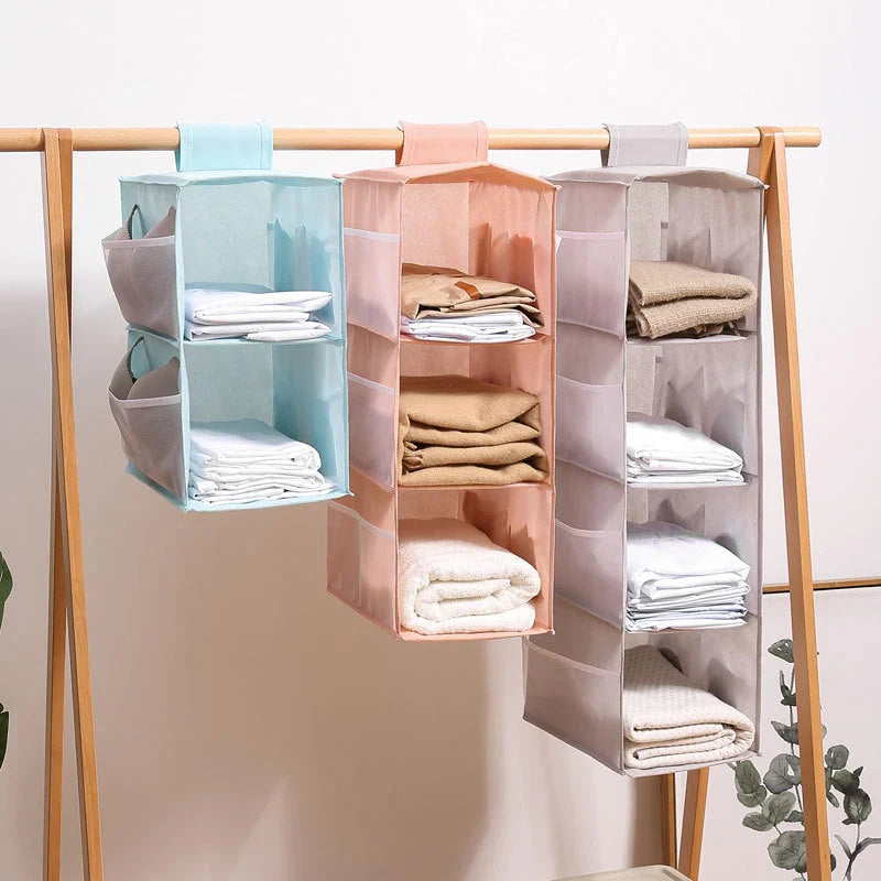 Vertical Hanging Closet Organizer Foldable Non-Woven 2 To 4 Tiers