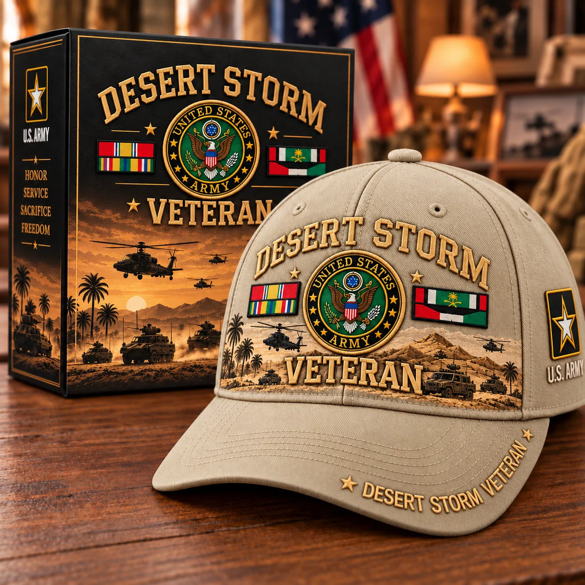Veteran Cap Desert Storm Tribute Adjustable Curved Brim
