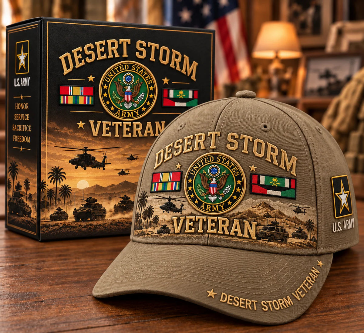 Veteran Cap Desert Storm Tribute Adjustable Curved Brim