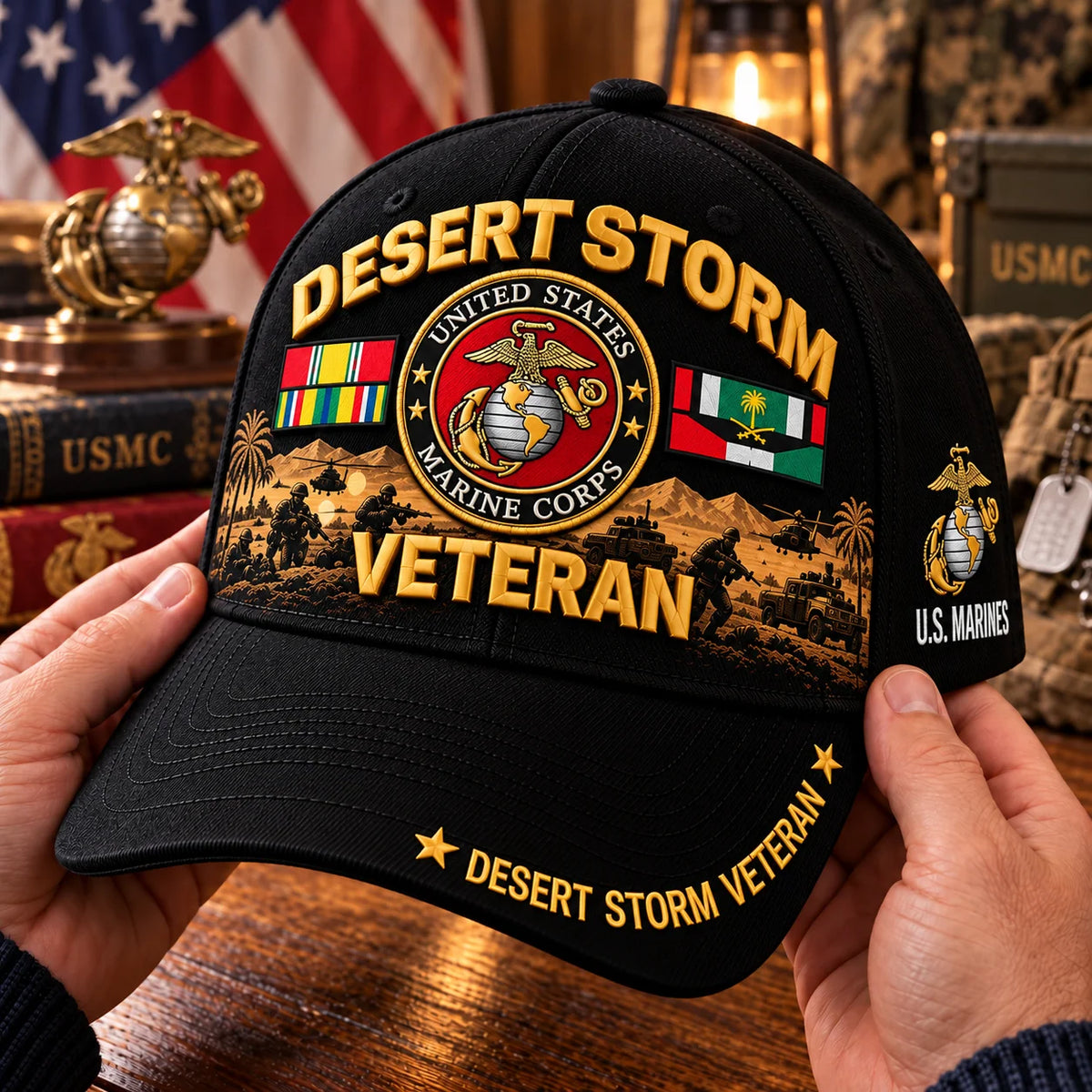Veteran Cap Desert Storm Tribute Adjustable Curved Brim