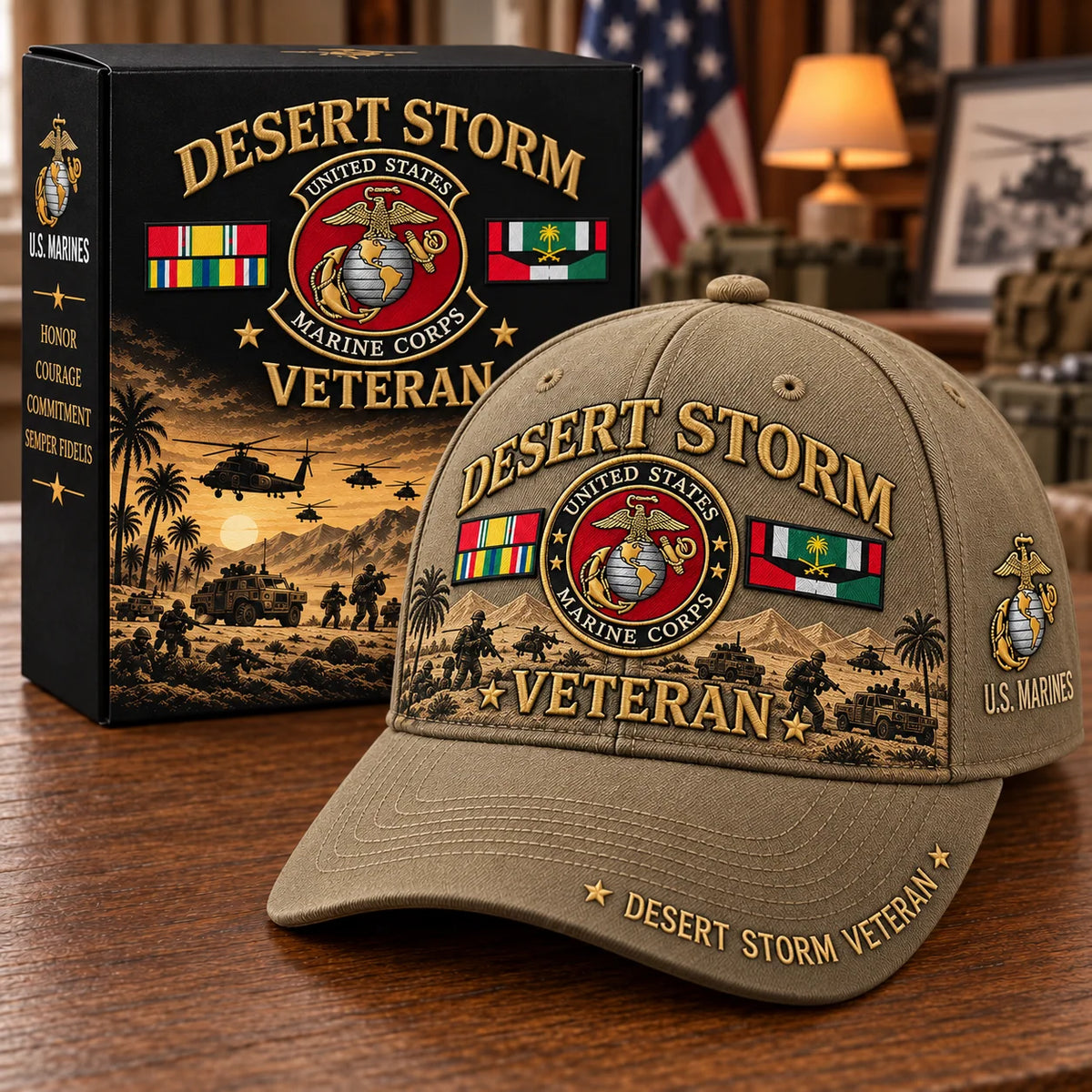 Veteran Cap Desert Storm Tribute Adjustable Curved Brim
