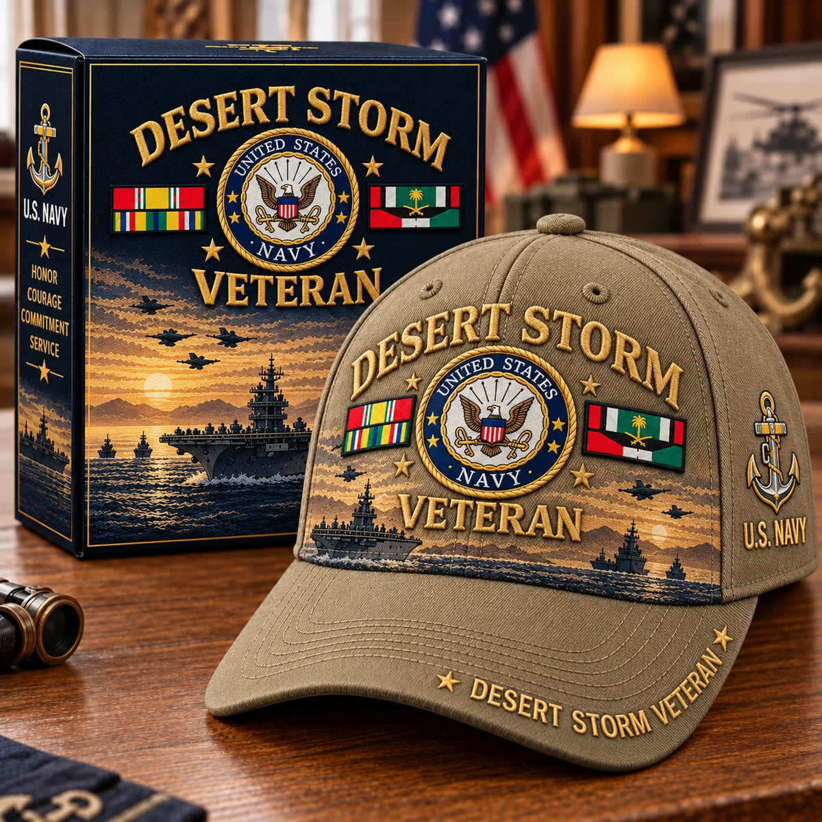 Veteran Cap Desert Storm Tribute Adjustable Curved Brim