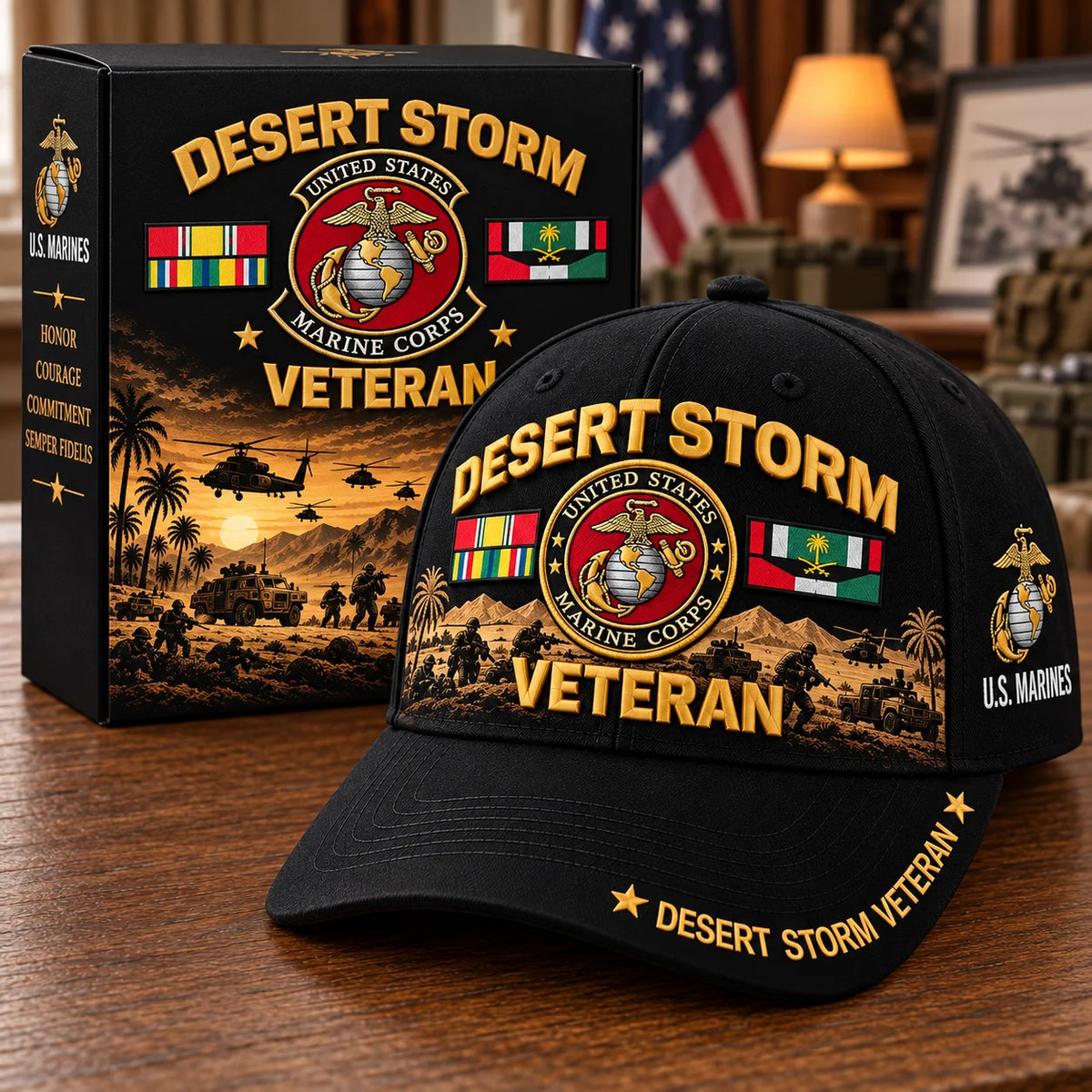 Veteran Cap Desert Storm Tribute Adjustable Curved Brim