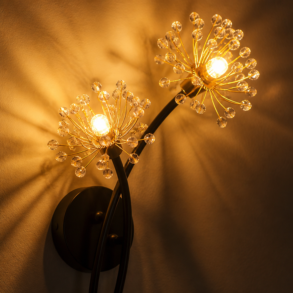 Vintage Black & Gold Floral Wall Sconce