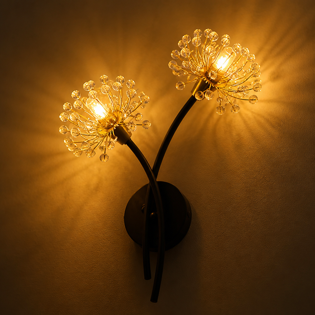 Vintage Black & Gold Floral Wall Sconce