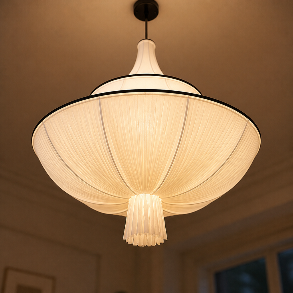 Vintage Fabric Iron Frame Pendant Light