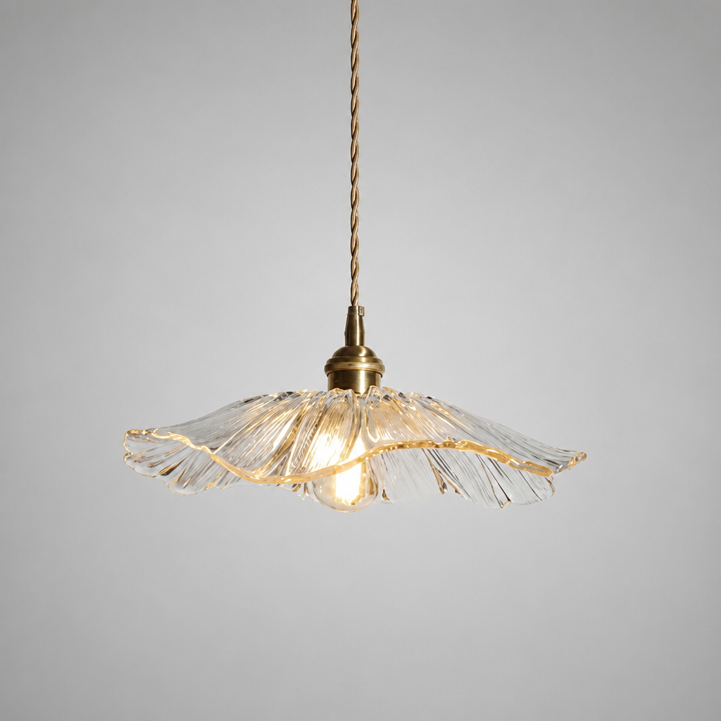 Vintage Glass Flower Shade Pendant Light
