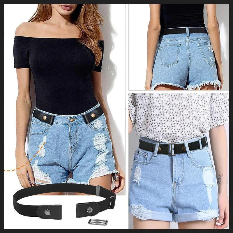 Waist Belt Buckle-Free Adjustable Elastic Set Of Two