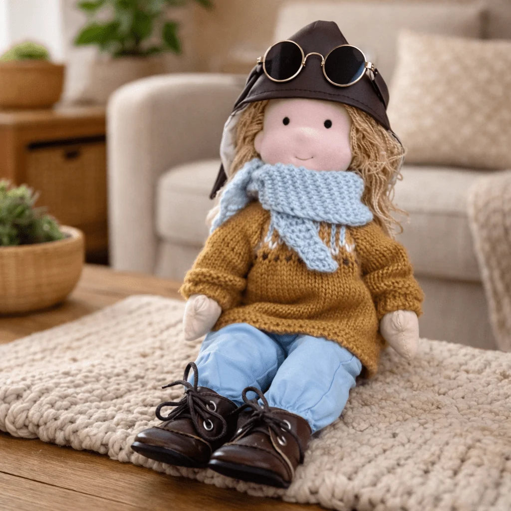 Waldorf Doll 100% Cotton Plush Body Handcrafted 11 Inch