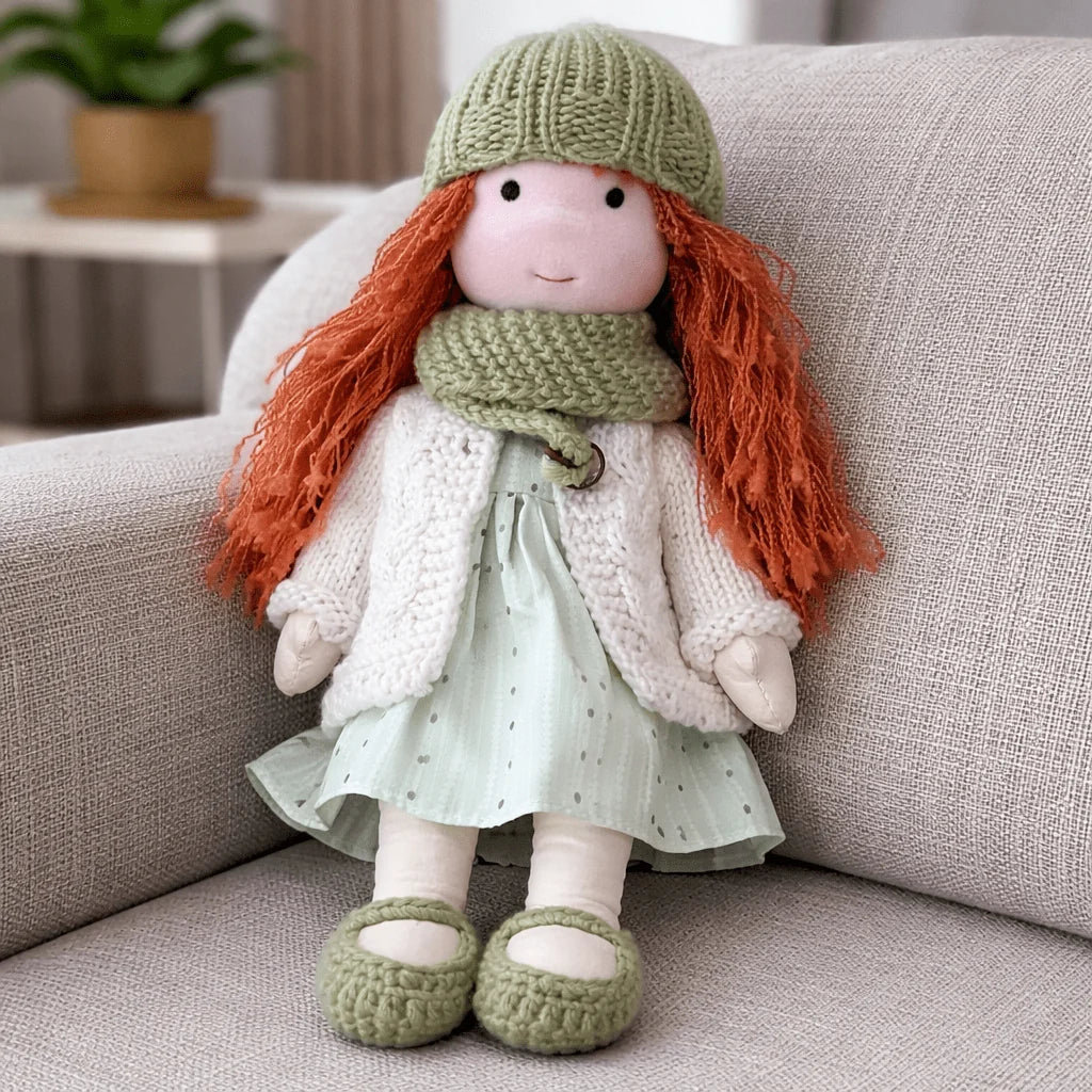 Waldorf Doll 100% Cotton Plush Body Handcrafted 11 Inch