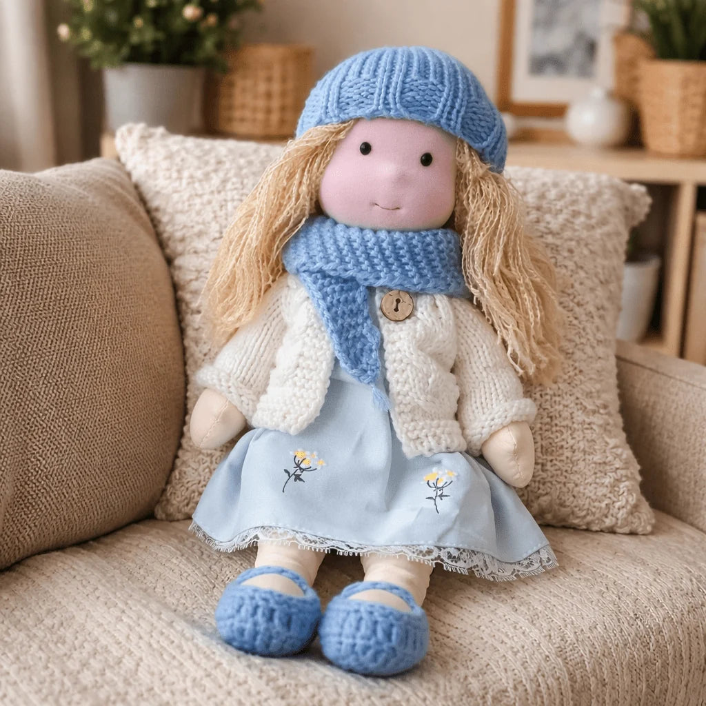 Waldorf Doll 100% Cotton Plush Body Handcrafted 11 Inch