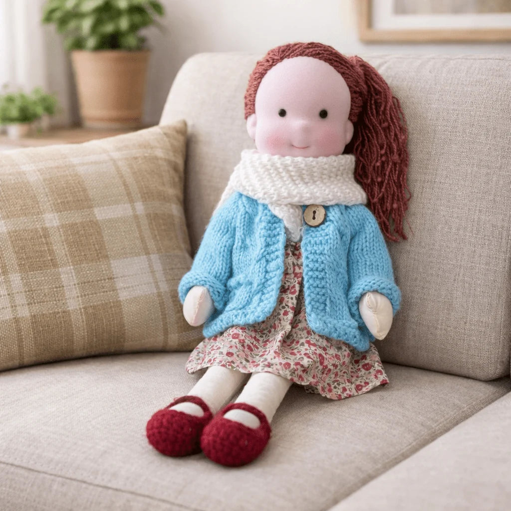 Waldorf Doll 100% Cotton Plush Body Handcrafted 11 Inch