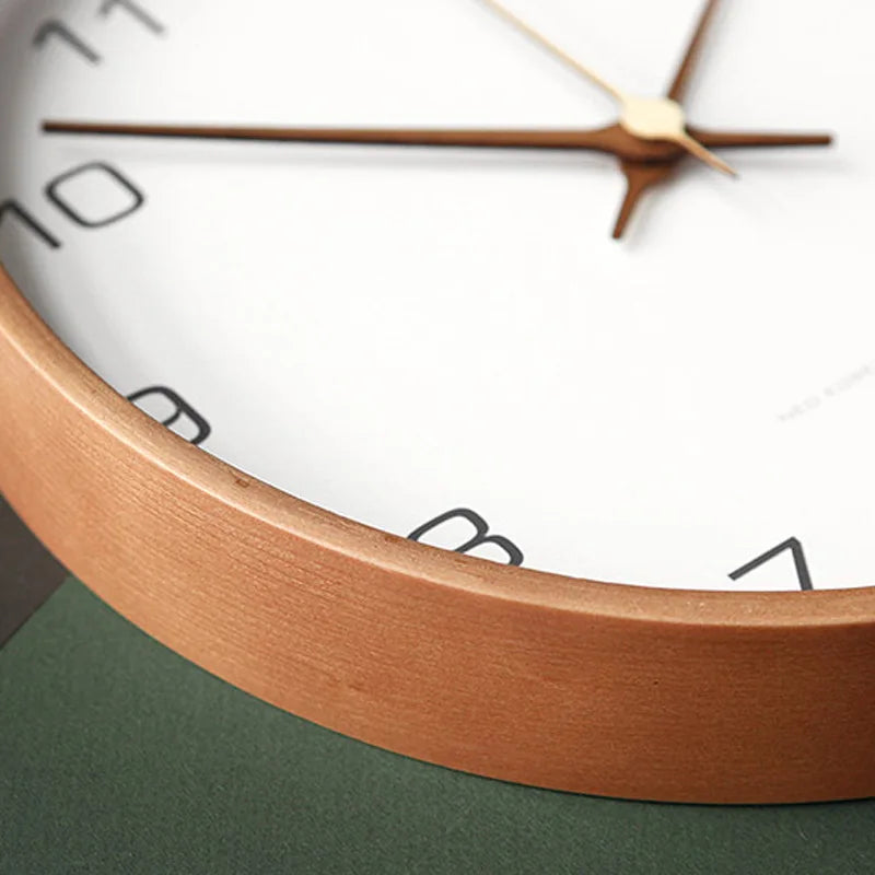 Wall Clock Round Wood & Glass Scandinavian Design