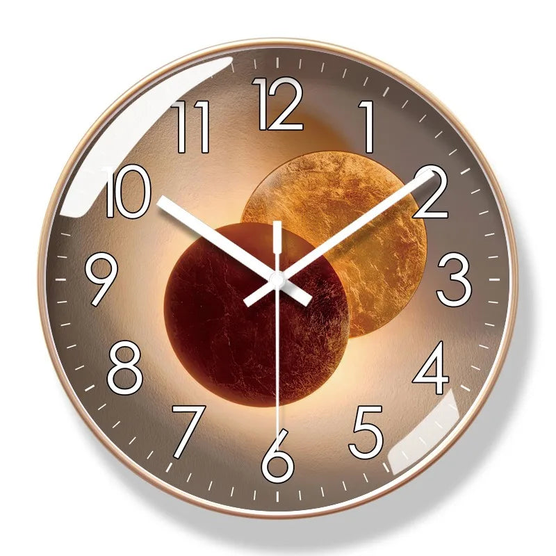 Wall Clock Silent Movement Large Numbers & Warm Gradient