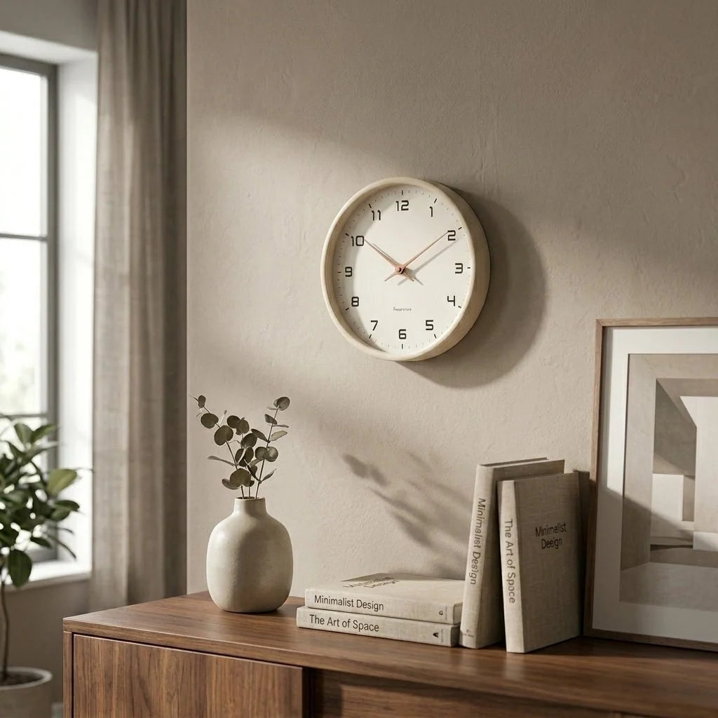 Wall Clock Silent Quartz Movement Scandinavian Design 9.45-Inch Diameter