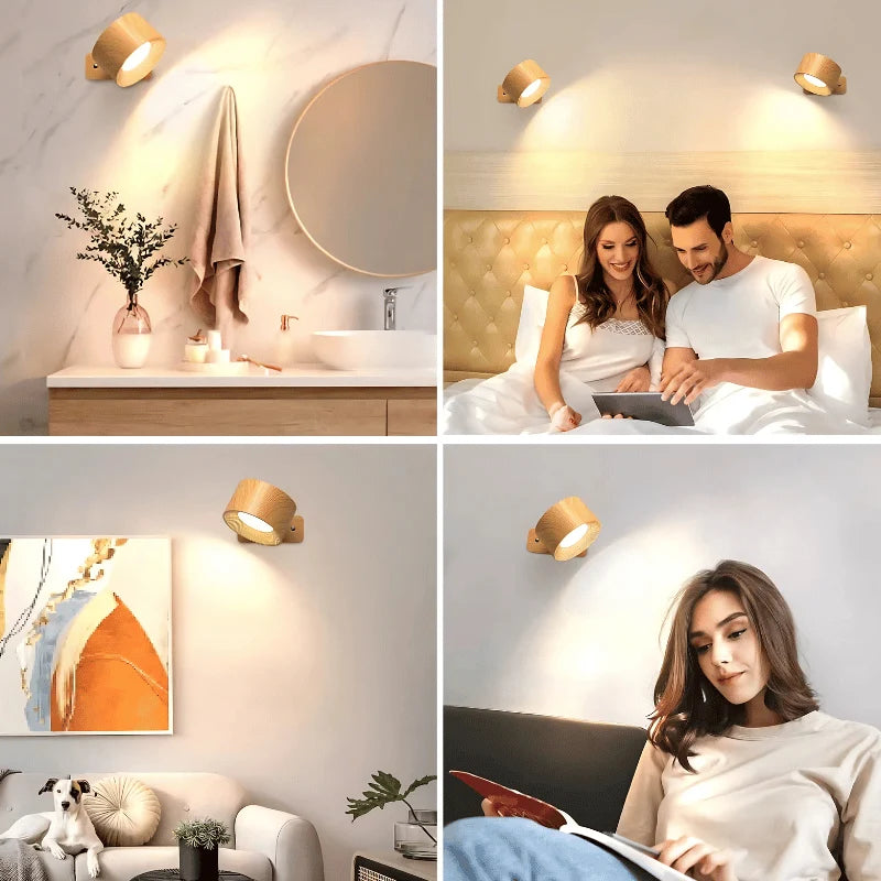 Wall Lamp Wireless Rechargeable 360° Rotatable No Drill Mount