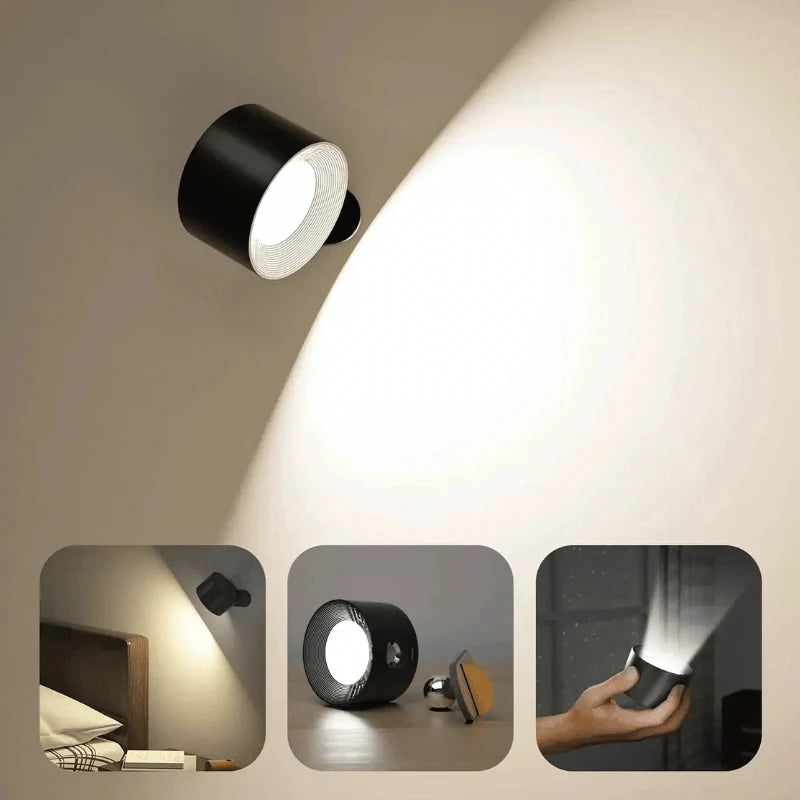 Wall Lamp Wireless Rechargeable 360° Rotatable No Drill Mount