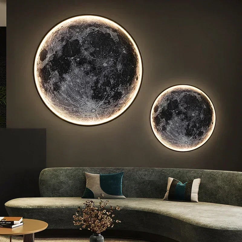 Wall Light Embossed Moon Surface Cable Powered