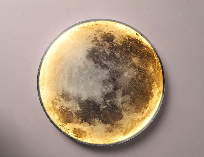 Wall Light Embossed Moon Surface Cable Powered