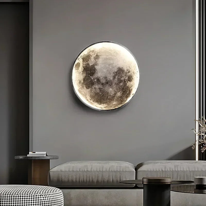 Wall Light Embossed Moon Surface Cable Powered