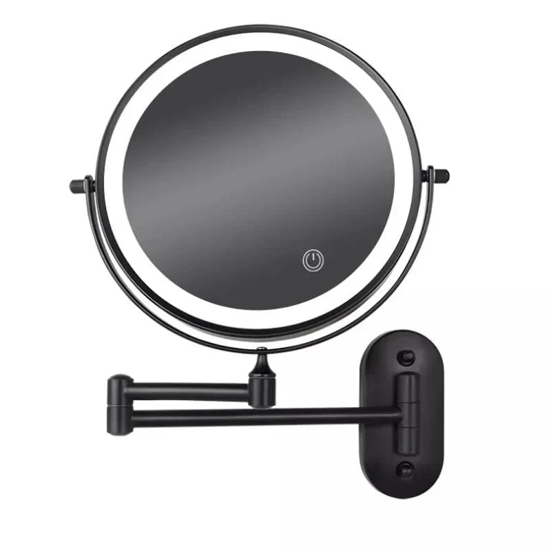 Wall-Mount Makeup Mirror Adjustable 3x-10x LED Touch USB-C Rechargeable