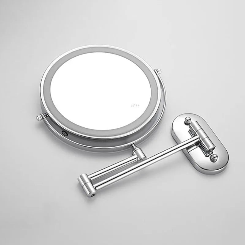Wall-Mount Makeup Mirror Adjustable 3x-10x LED Touch USB-C Rechargeable