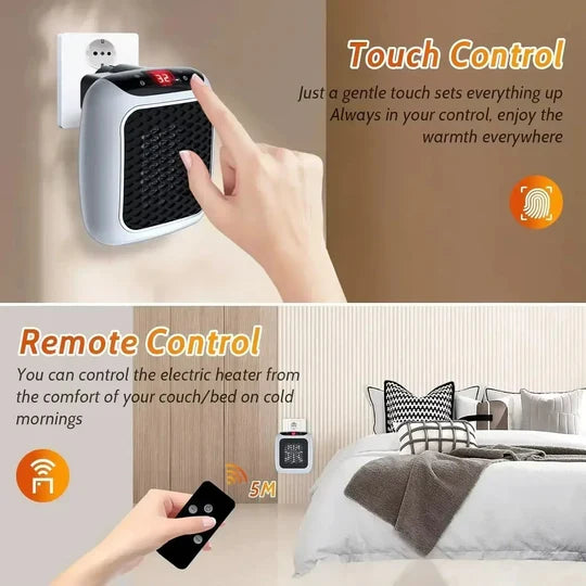 Wall-Mounted Ceramic Heater Rapid Warm-Up Remote & Timer