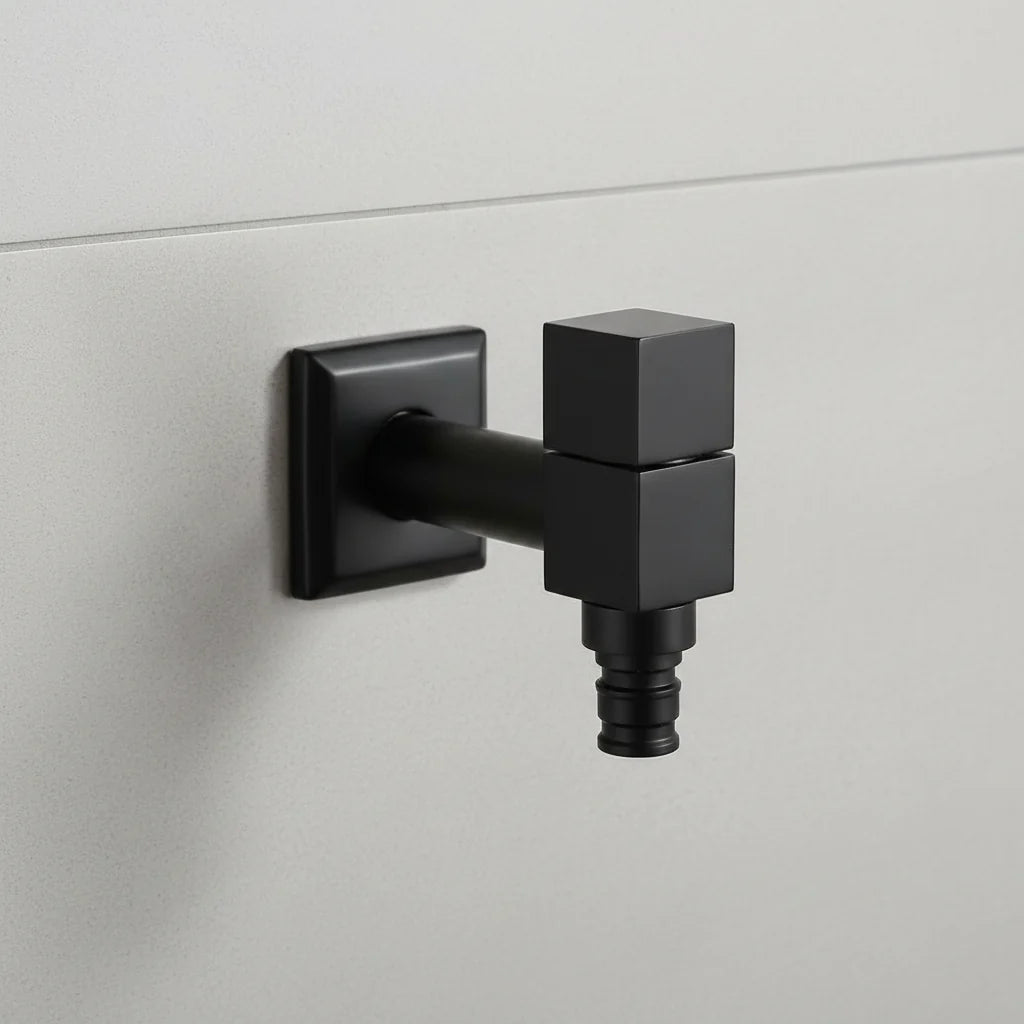 Wall-Mounted Faucet Solid Brass Matte Black Space-Saving